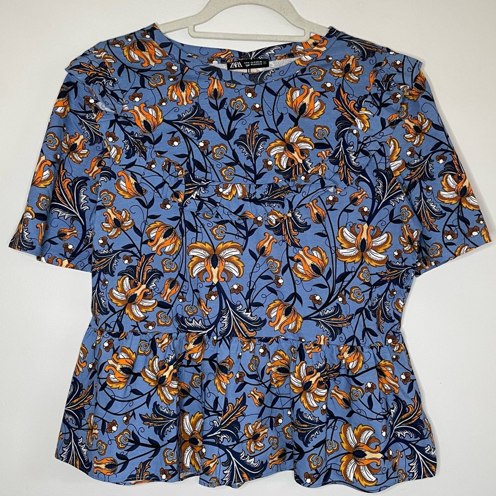 ZARA Floral Peplum Top